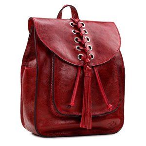 Patricia Nash Jovanna Tassels Braided Backpack Crimson Red